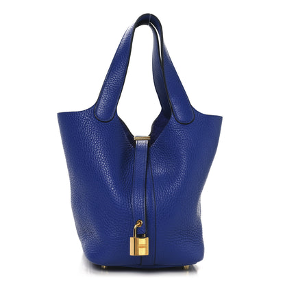 Hermes Taurillon Clemence Picotin Lock 18 PM Bleu Electrique 1 of 12