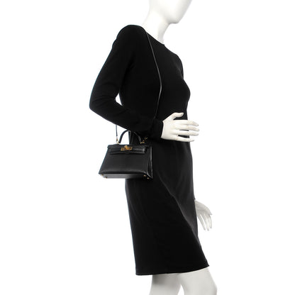 Hermes Chevre Mysore Mini Kelly Sellier 20 Black 2 of 8