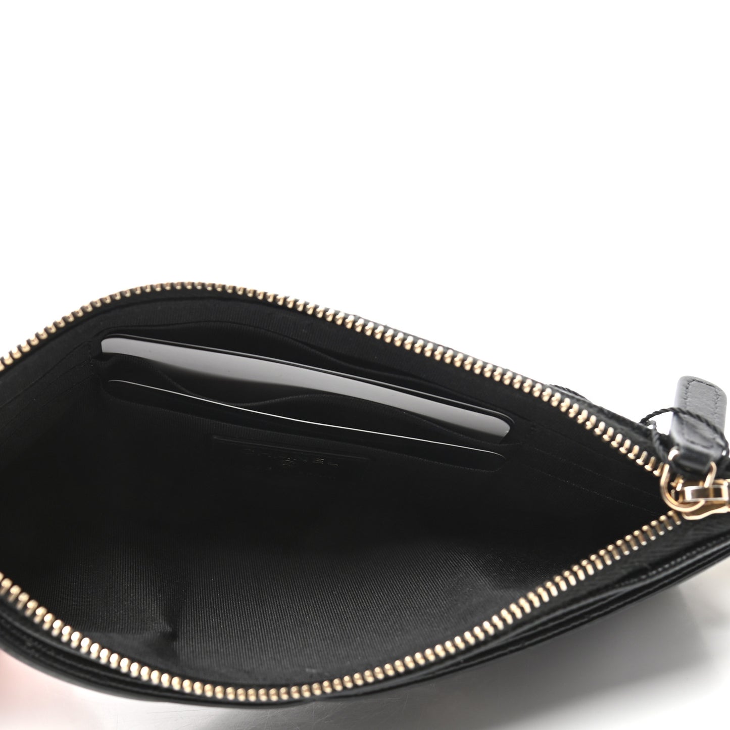 Caviar Quilted Filigree Zip Pouch Black