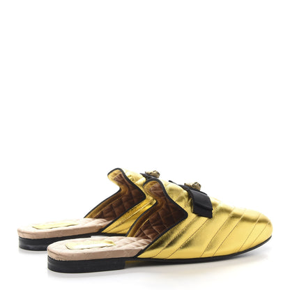 Gucci Metallic Nappa Quilted Womens Princetown Slippers 38.5 Gold 4 of 8