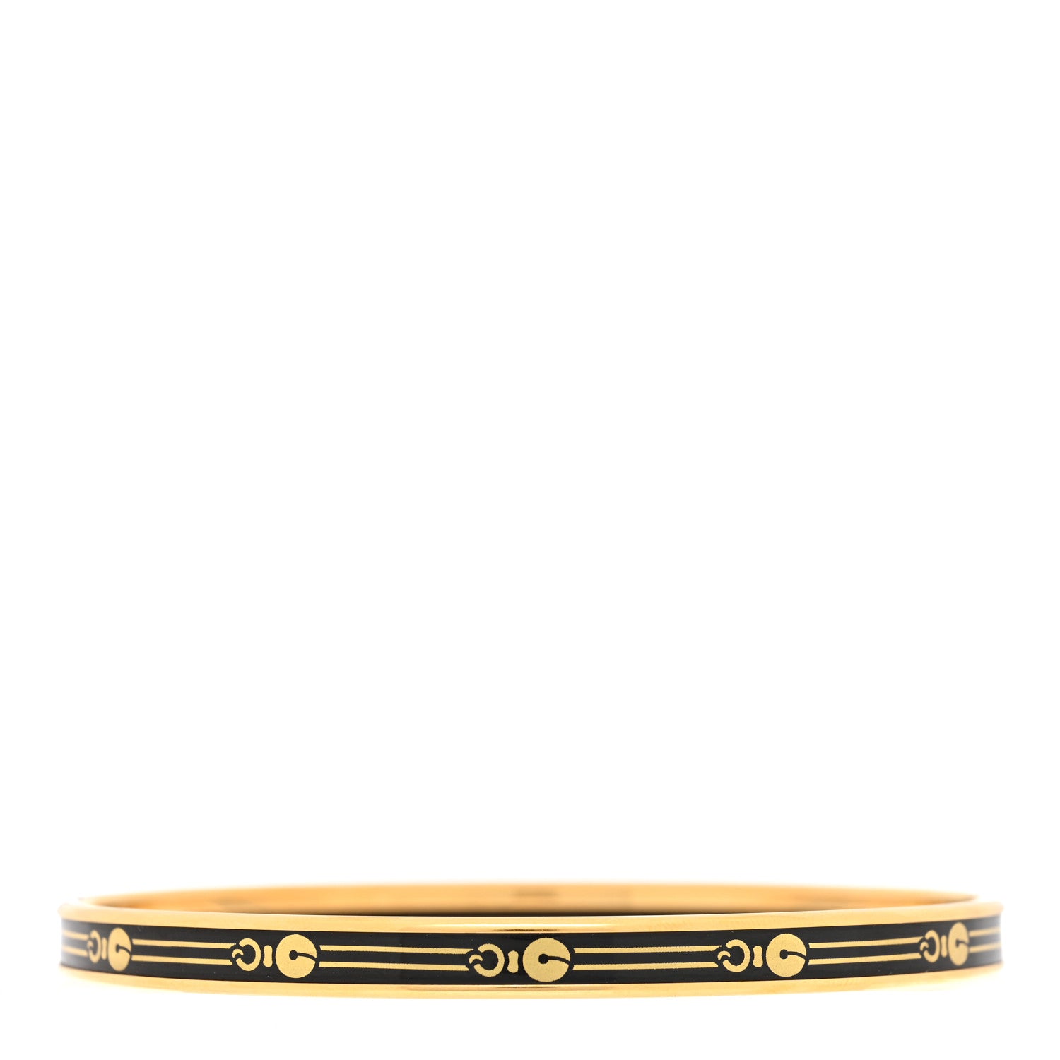 Hermes Enamel Printed Fantaisie d'Etriers Extra Narrow Bracelet 70 Black 3 of 5
