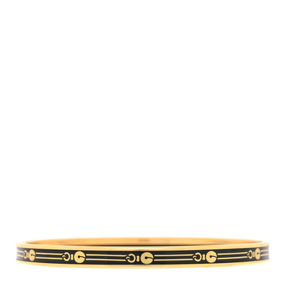 Hermes Enamel Printed Fantaisie d'Etriers Extra Narrow Bracelet 70 Black 3 of 5