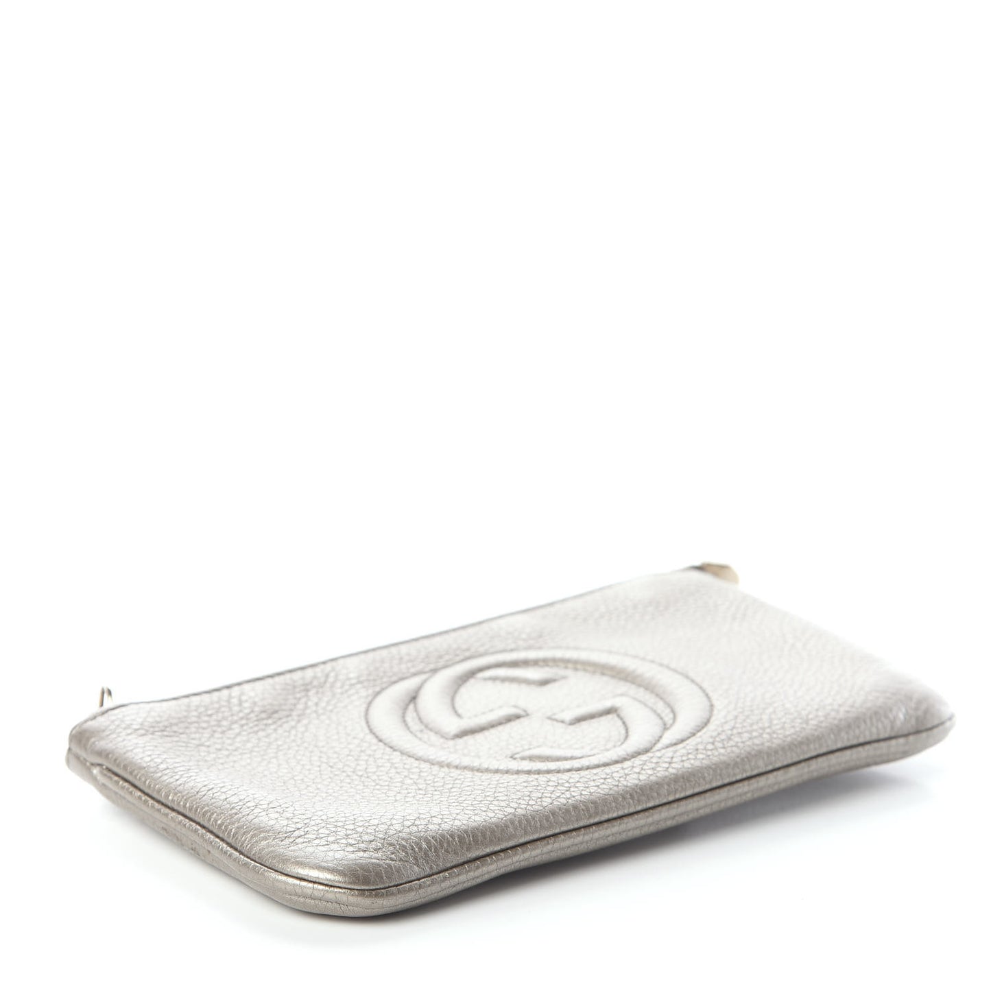 Metallic Pebbled Calfskin Soho Wristlet Golden Beige