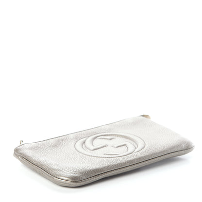 Gucci Metallic Pebbled Calfskin Soho Wristlet Golden Beige 3 of 5