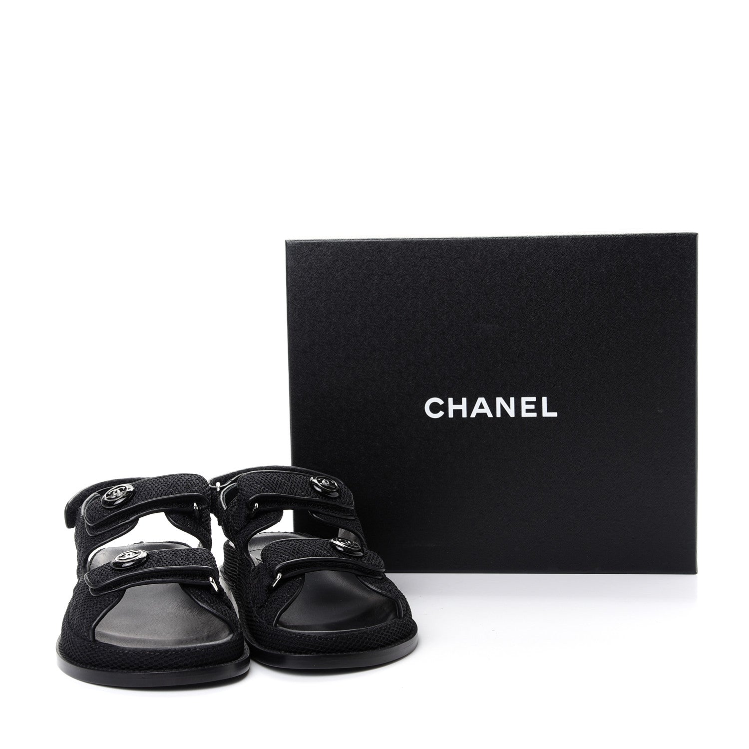 Chanel Fabric Velcro Dad Sandals 40 Black 11 of 11
