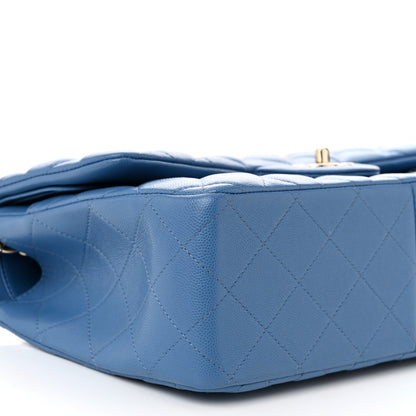 Chanel Caviar Quilted Jumbo Double Flap Blue 9 of 10