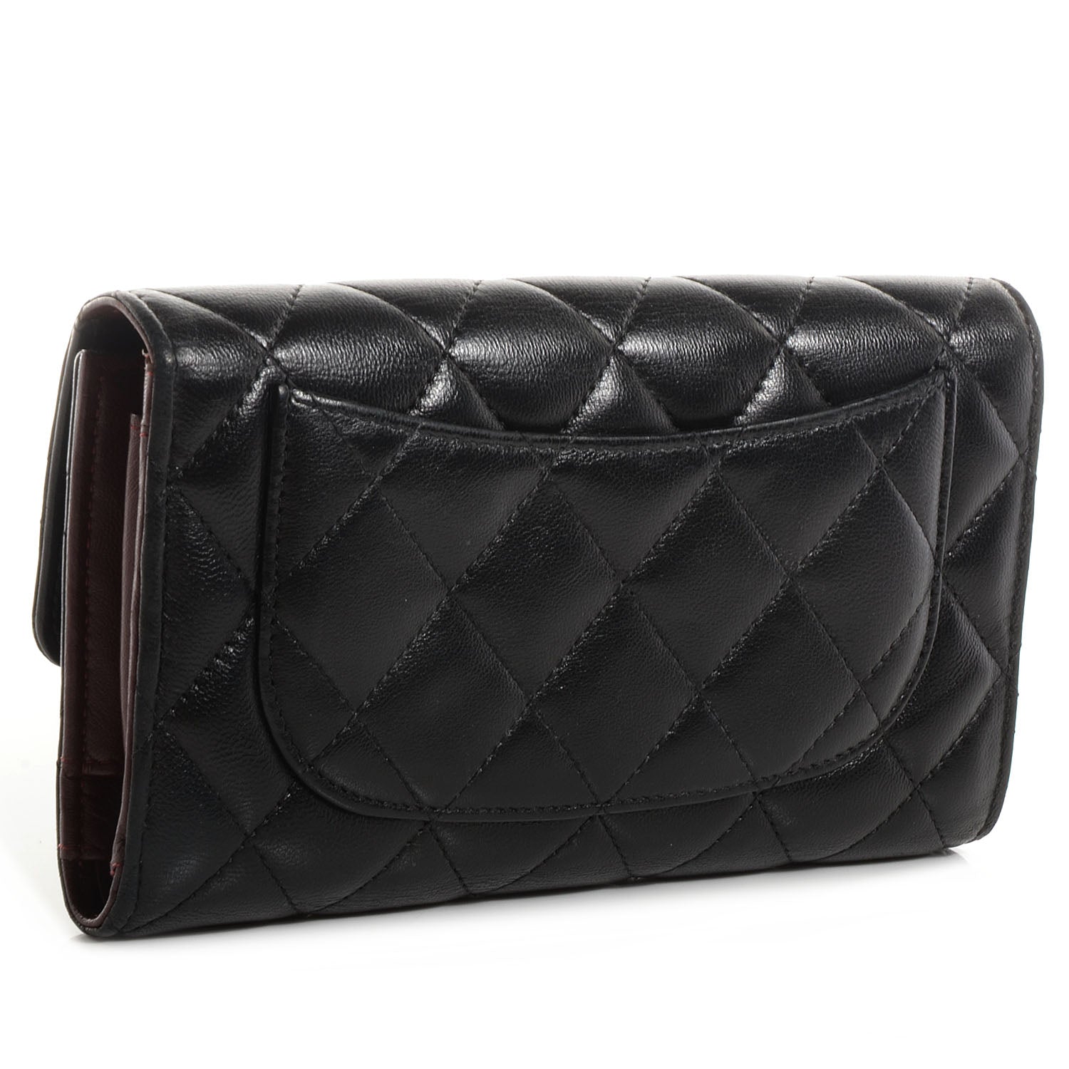 Chanel Lambskin Quilted Large Flap Wallet Black 3 of 9