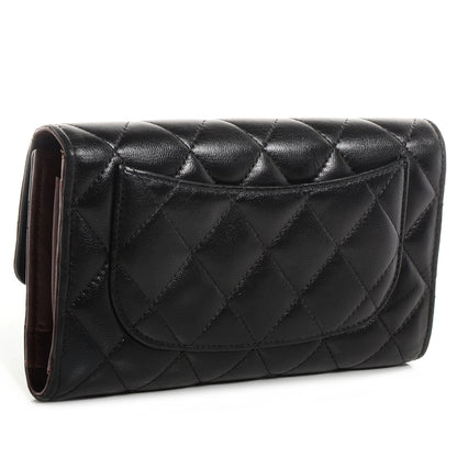 Chanel Lambskin Quilted Large Flap Wallet Black 3 of 9