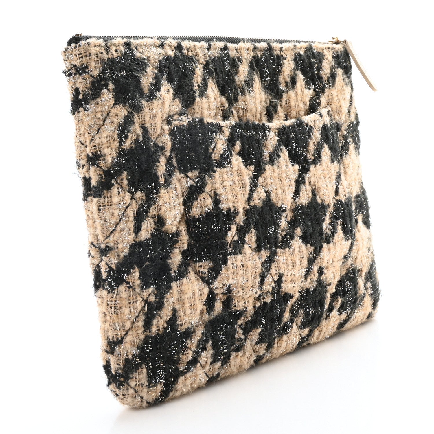 Chanel Tweed CC Medium Cosmetic Case Beige Black 3 of 10