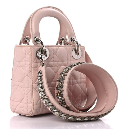 Christian Dior Lambskin Cannage Mini Lady Dior Crystal Strap Rose Poudre 2 of 24