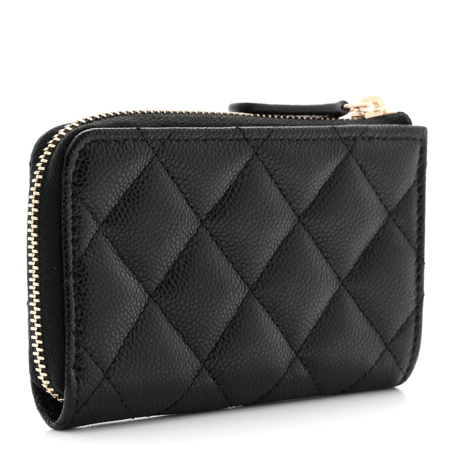 Caviar Quilted Zipped Key Holder Case Black