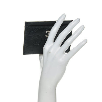 Chanel Lambskin Camellia Embossed Card Holder Black 2 of 8