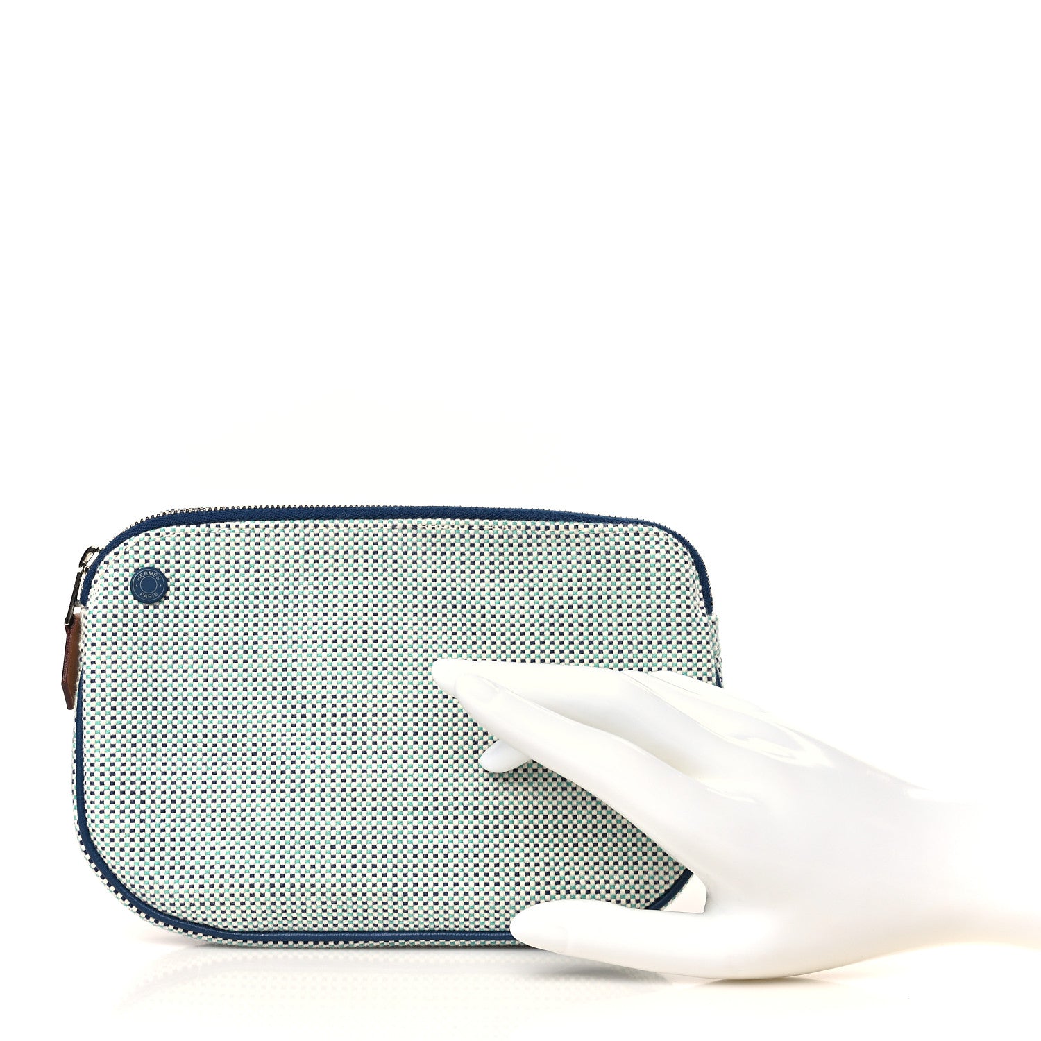 Hermes Tricolor Canvas Echappee Case Marine 2 of 6