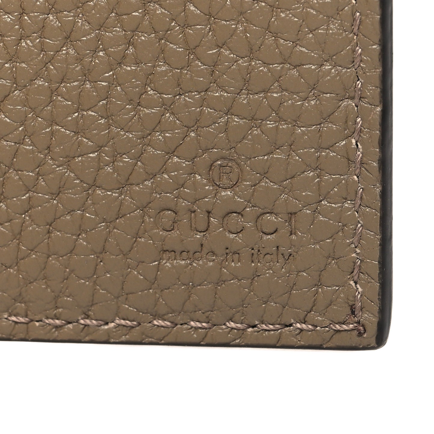 Piuma Calfskin Jumbo GG Embossed Card Case Taupe