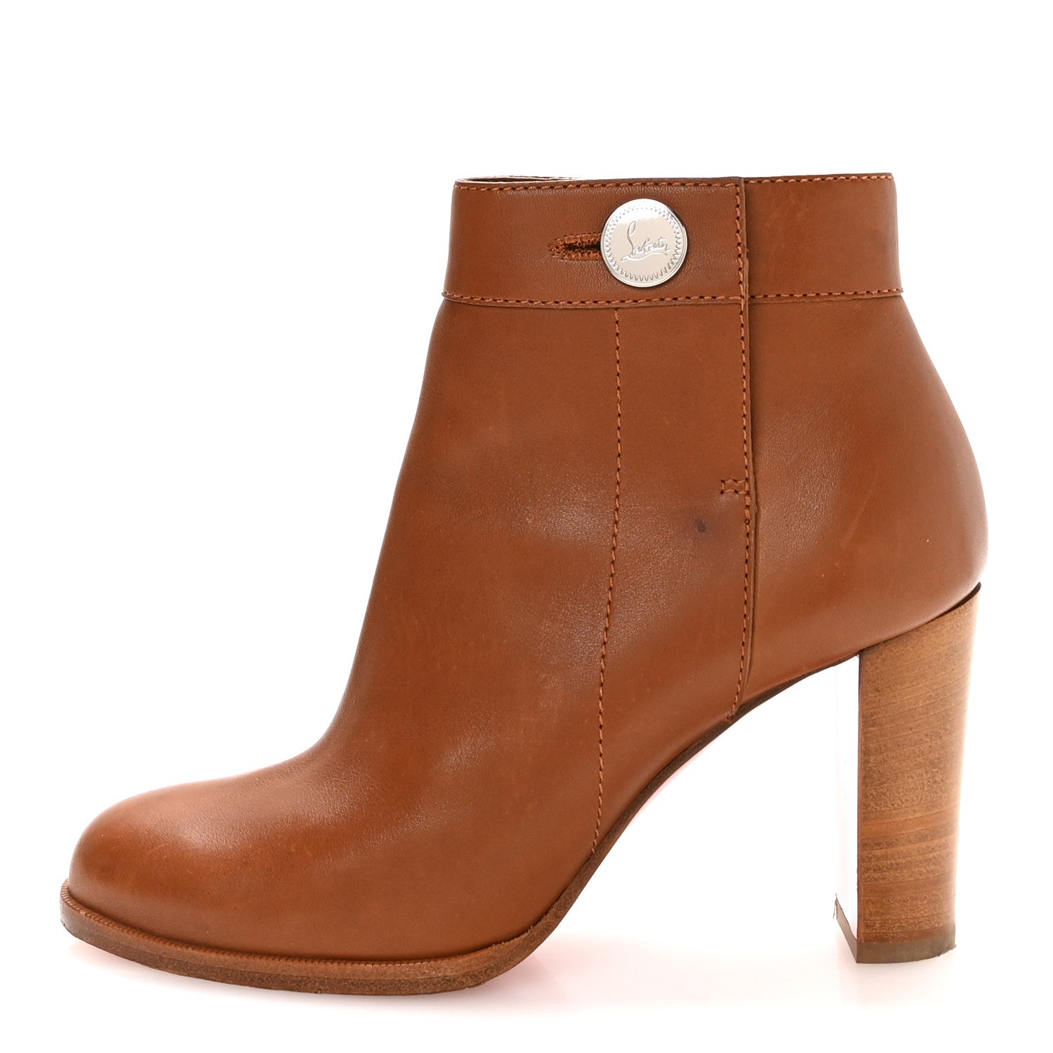 Christian Louboutin Calfskin Janis Alta 120 Booties 38.5 Cuoio 1 of 8
