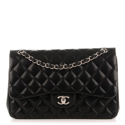 Chanel Lambskin Quilted Jumbo Double Flap Black 1 of 8