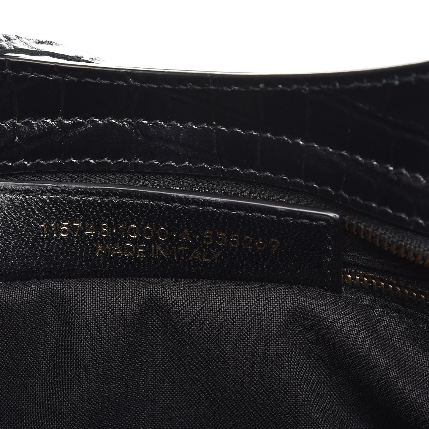 Calfskin Crocodile Embossed Classic Hardware City Black