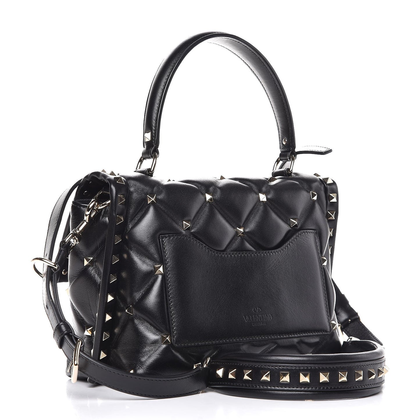 Nappa Medium Candystud Top Handle Bag Black