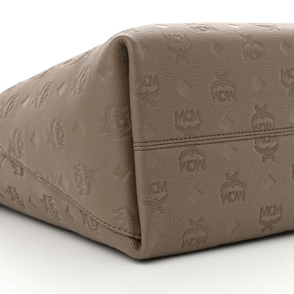 MCM Calfskin Ottomar Monogram Medium Klara Shopper Tote Dove 8 of 9