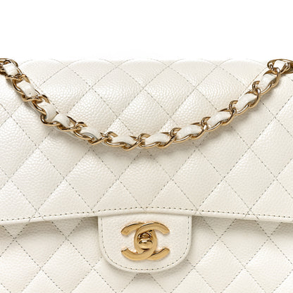 Chanel Caviar Quilted Medium Double Flap White 8 of 10