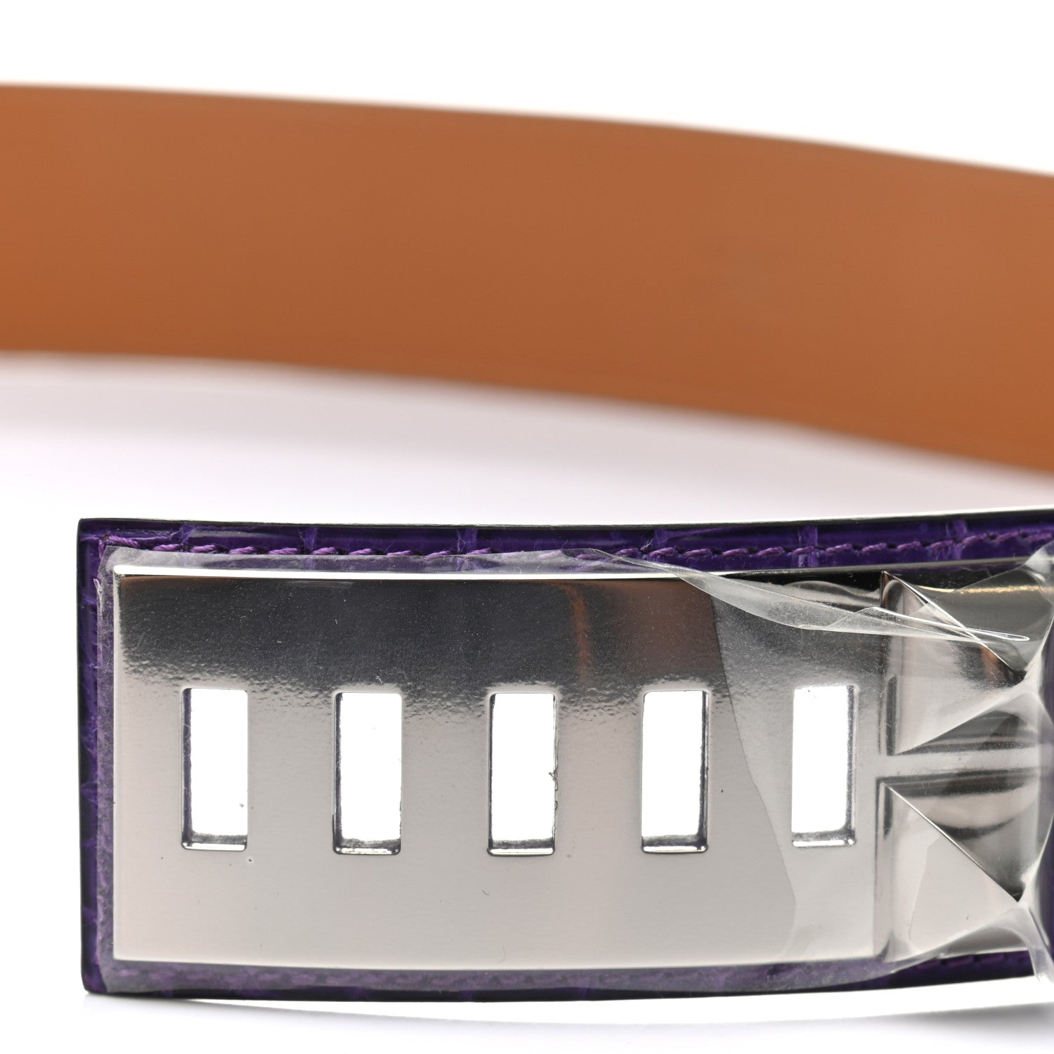 Hermes Shiny Porosus Crocodile Collier de Chien CDC Belt 85 Ultraviolet 5 of 6