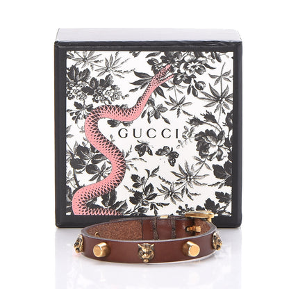 Gucci Calfskin Feline Heads Bracelet Brown 5 of 5