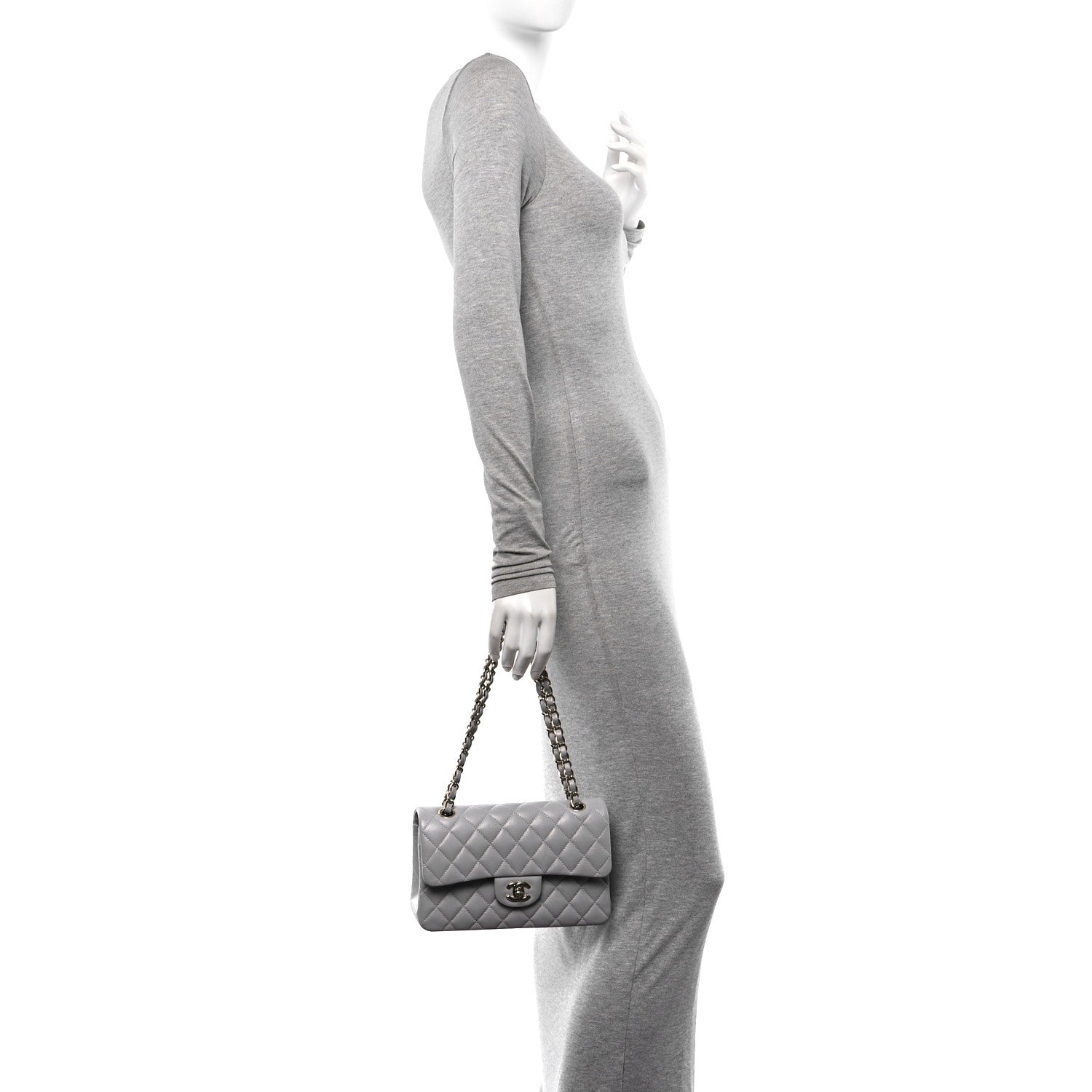 Chanel Caviar Quilted Small Double Flap Grey 2 of 10