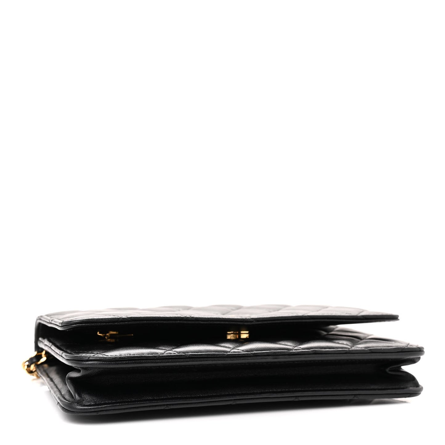 Lambskin Quilted Wallet On Chain WOC Black