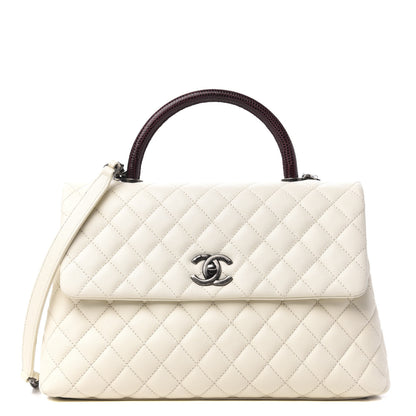 Chanel Caviar Lizard Quilted Medium Coco Handle Flap White 1 of 11