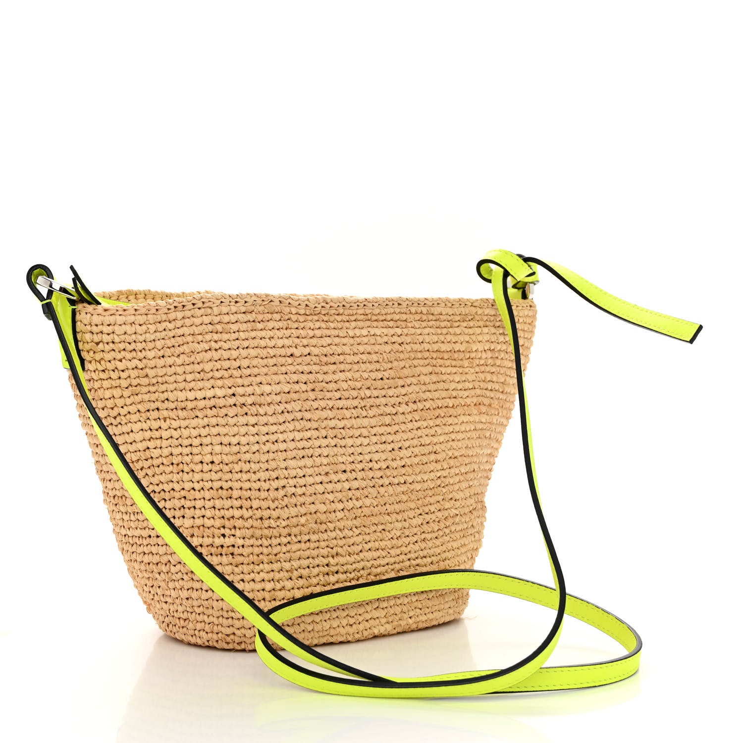 Loewe Raffia Crossbody Bag Natural Neon Yellow 3 of 9