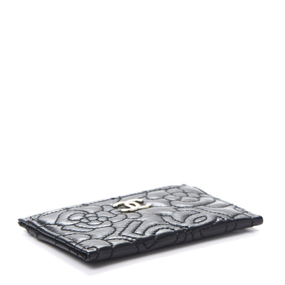 Chanel Lambskin Camellia Stitched Card Holder Black 4 of 10