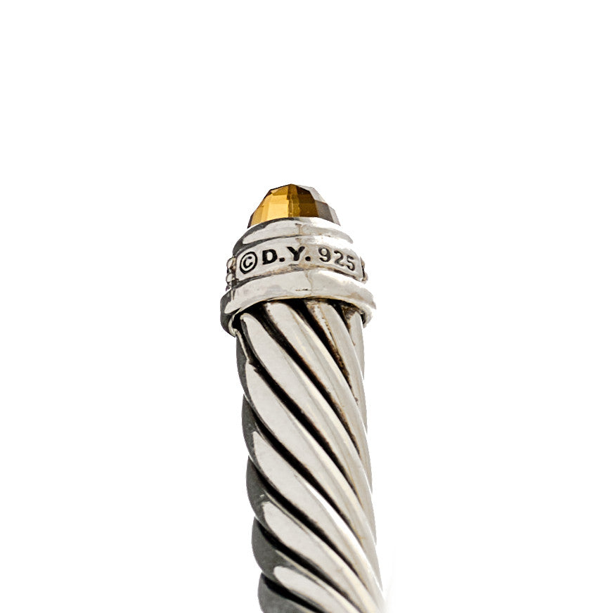 David Yurman Sterling Silver Diamond Citrine 5mm Cable Classics Bracelet 3 of 3