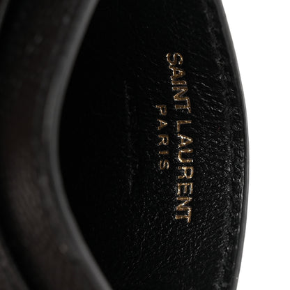 Saint Laurent Grain De Poudre Matelasse Chevron Monogram Credit Card Case Black 6 of 8