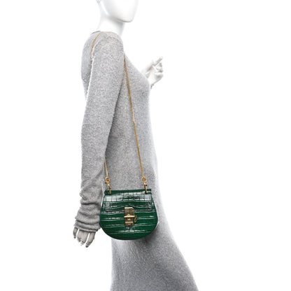 Chloe Calfskin Crocodile Embossed Mini Drew Shoulder Bag Woodsy Green 2 of 10