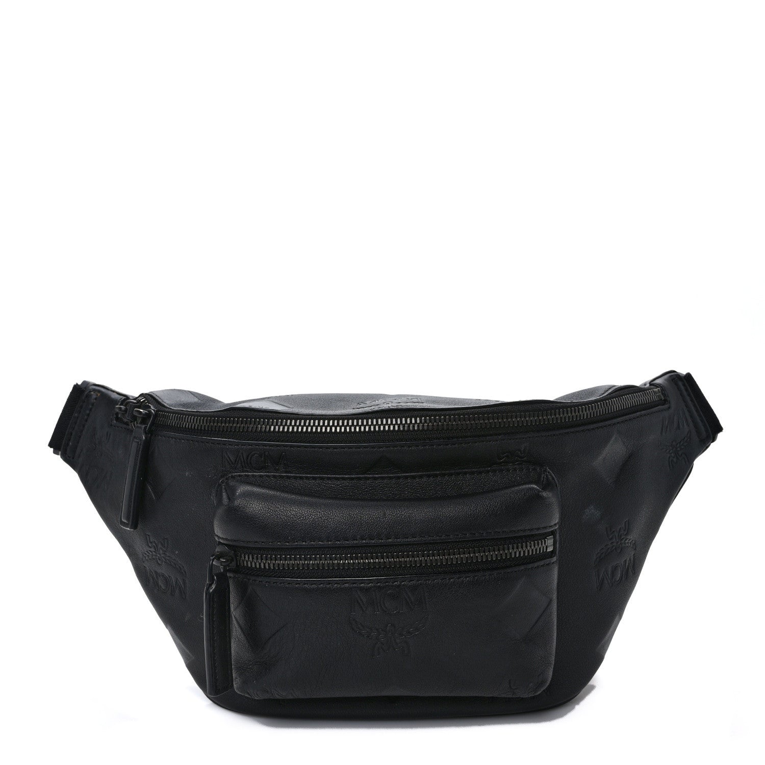 MCM Calfskin Maxi Monogram Fursten Belt Bag Black 1 of 14