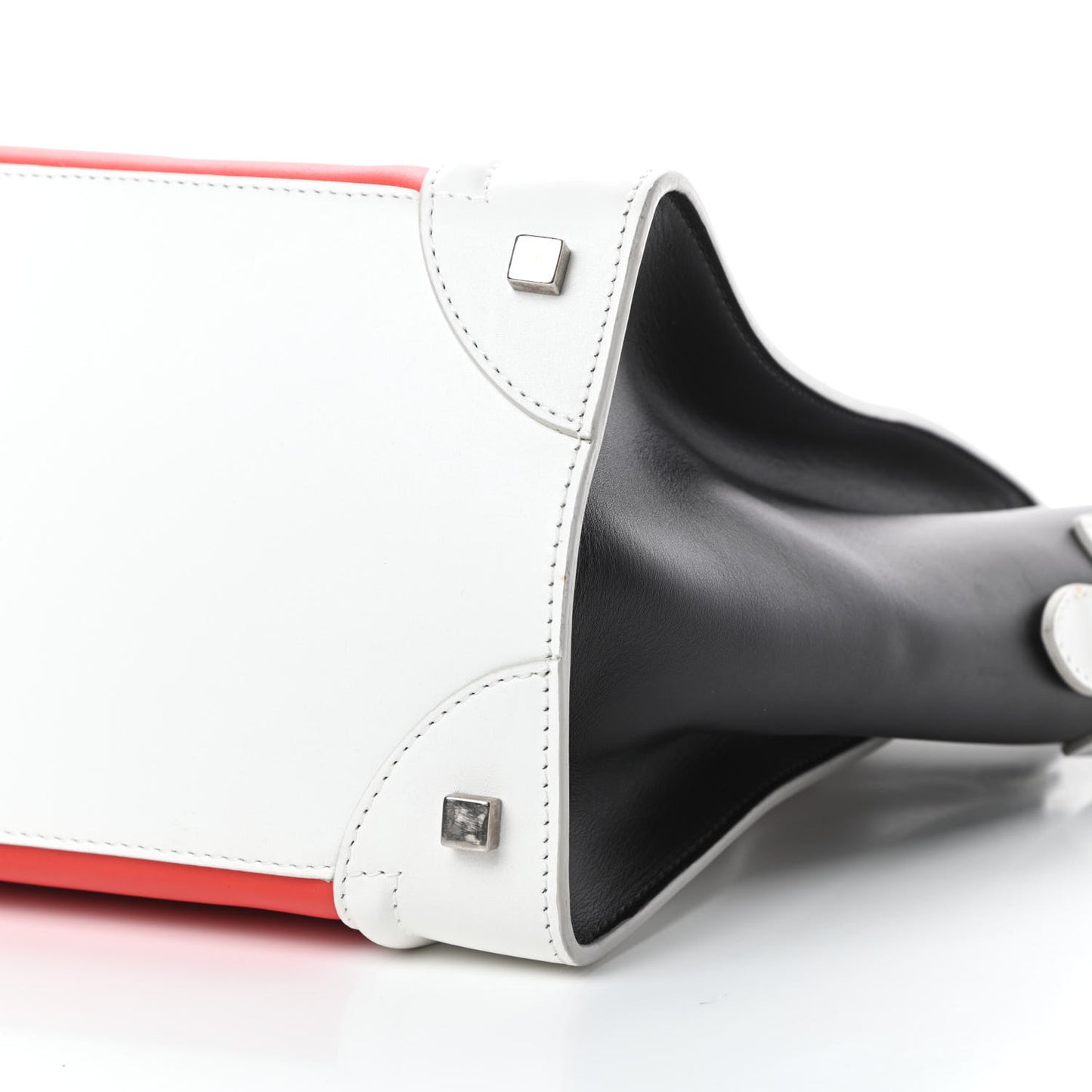 Smooth Calfskin Mini Tri-Color Luggage Vermillion