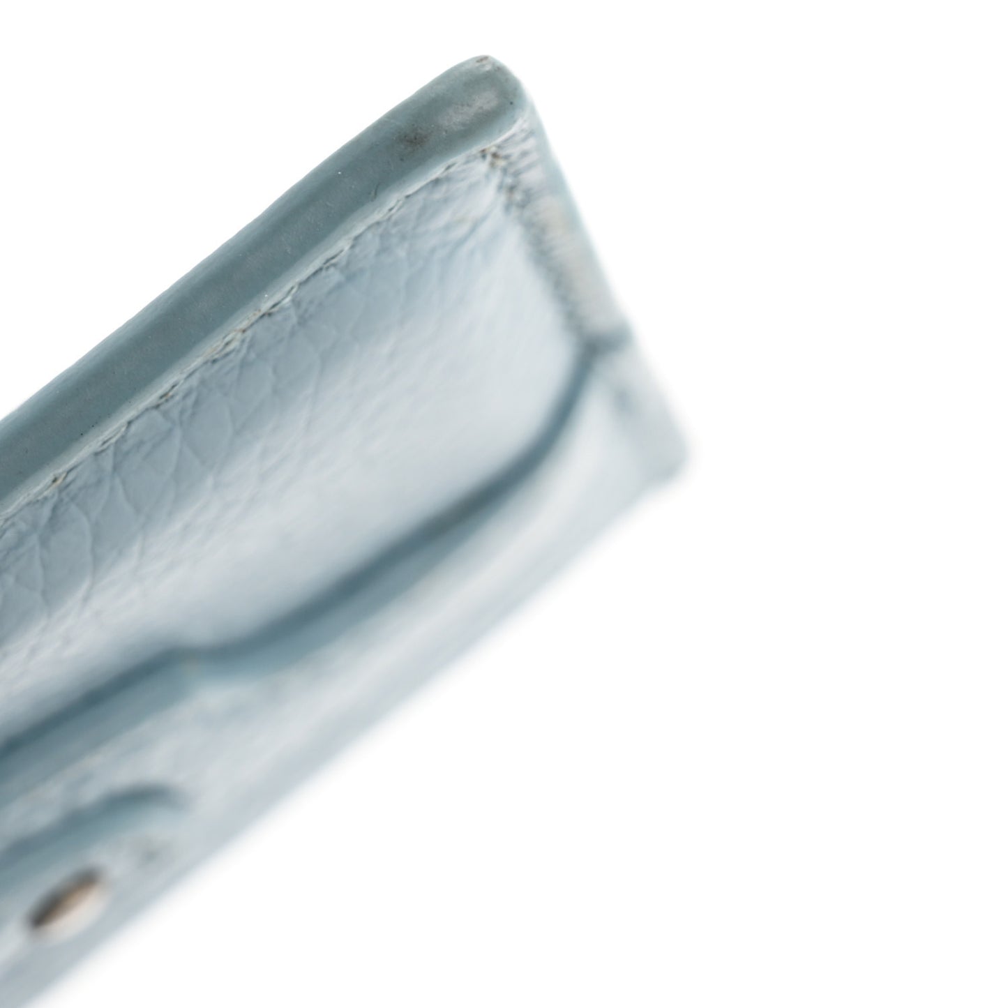 Grained Calfskin Neo Classic Silver Hardware City Card Holder Blue Grey