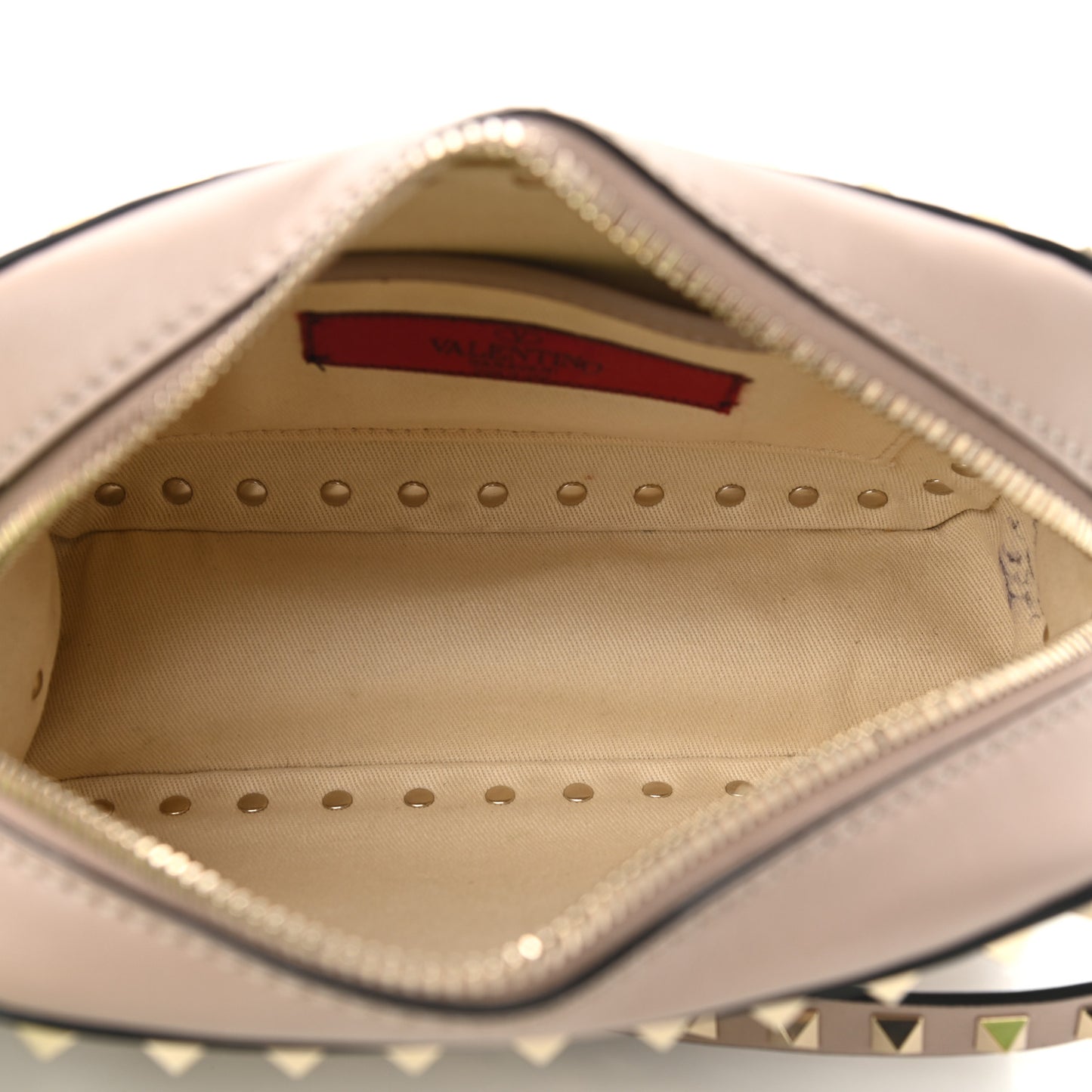 Calfskin Rockstud Camera Crossbody Bag Poudre