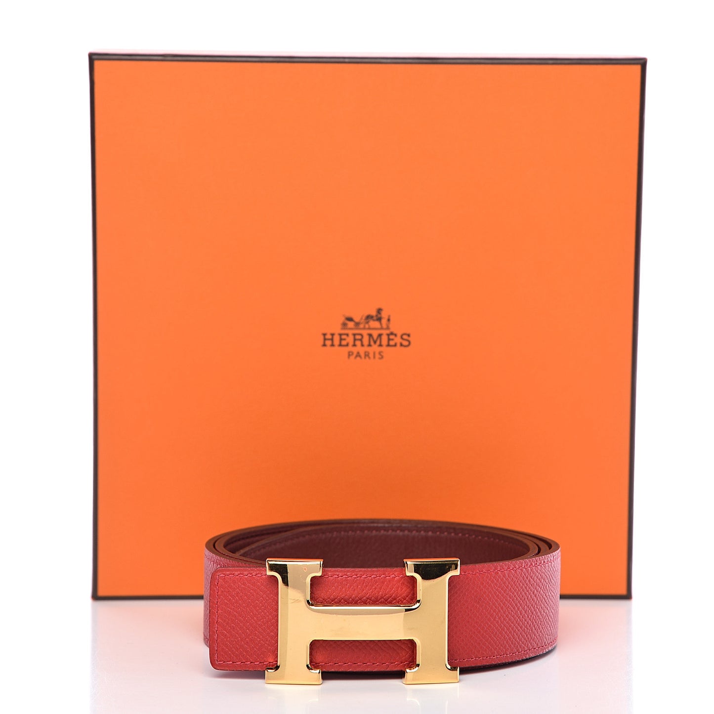 Swift Epsom 32mm H Belt 85 Rouge Casaque Rouge H