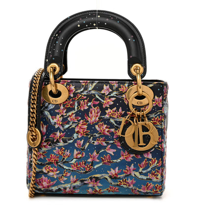 Christian Dior Smooth Calfskin Raqib Shaw Art Mini Lady Dior Navy Multicolor 1 of 12