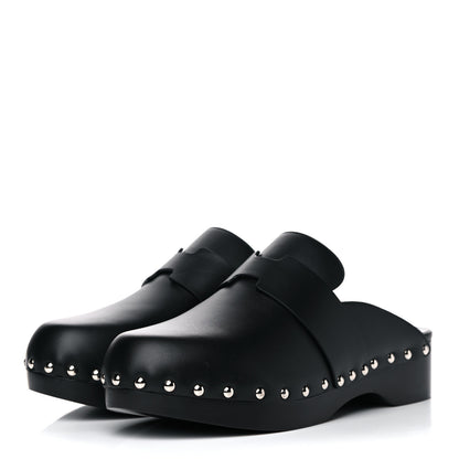 Hermes Calfskin Calya Mules 38 Black 3 of 11