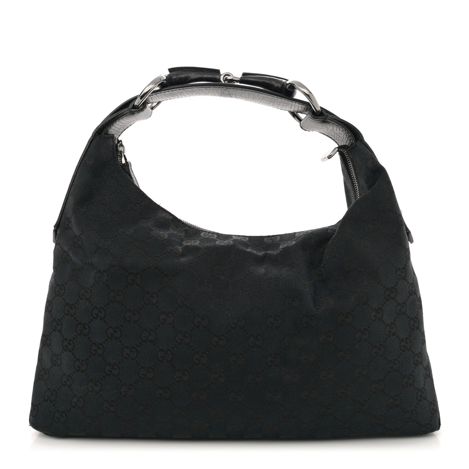 Gucci Monogram Medium Horsebit Chain Hobo Black 1 of 12