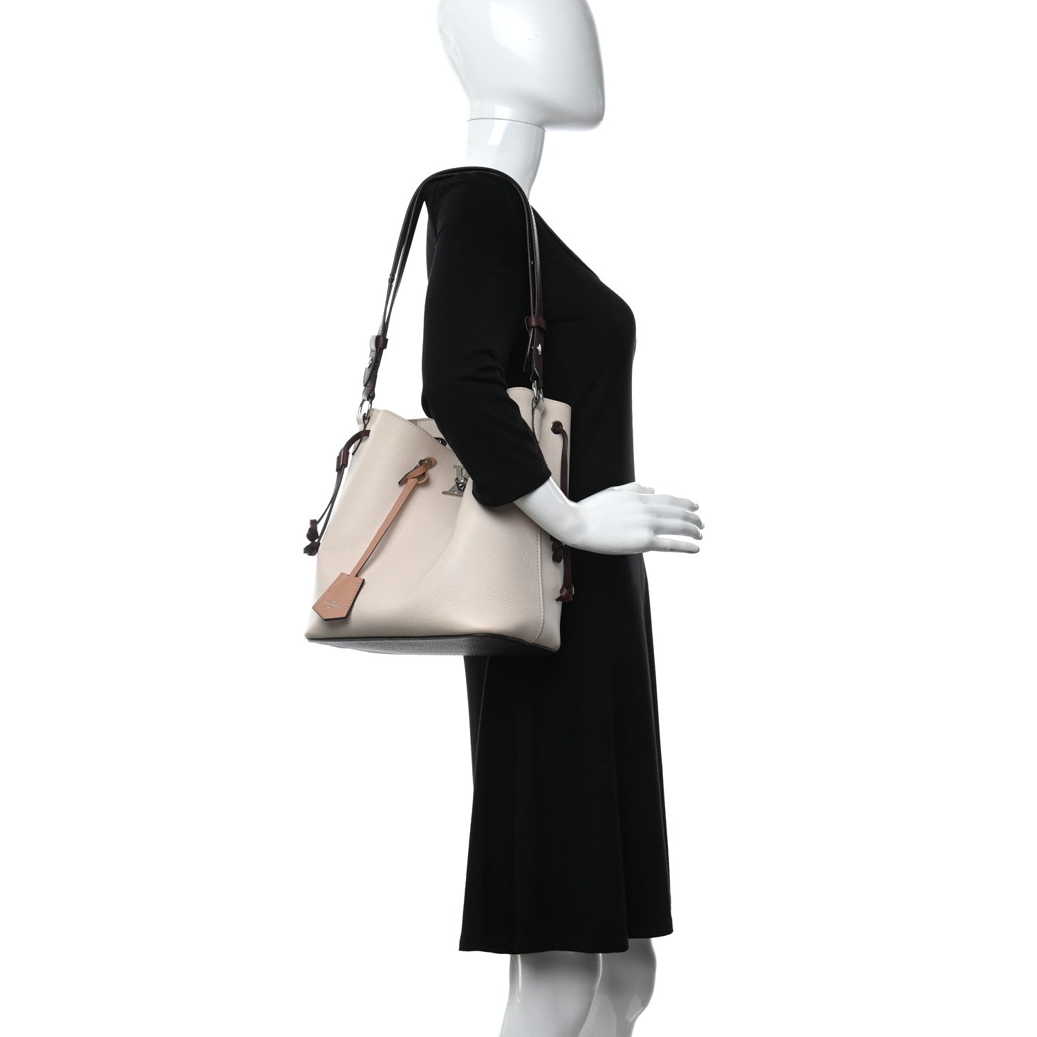 Louis Vuitton Calfskin Lockme Bucket Soie Quartz Calla 3 of 11