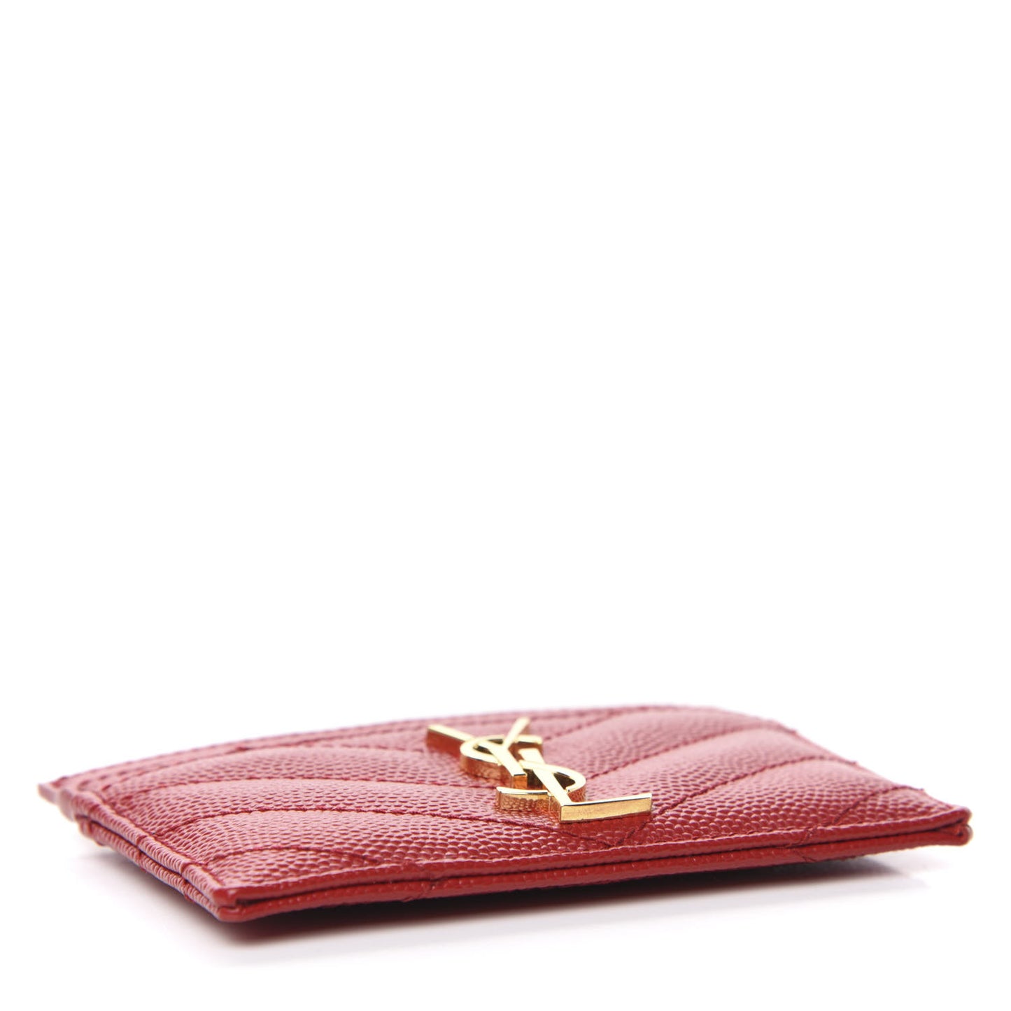 Grain De Poudre Matelasse Chevron Monogram Credit Card Case New Red