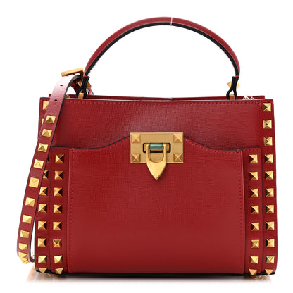Valentino Garavani Vitello Small Rockstud Alcove Top-Handle Bag Rosso Valentino 1 of 12