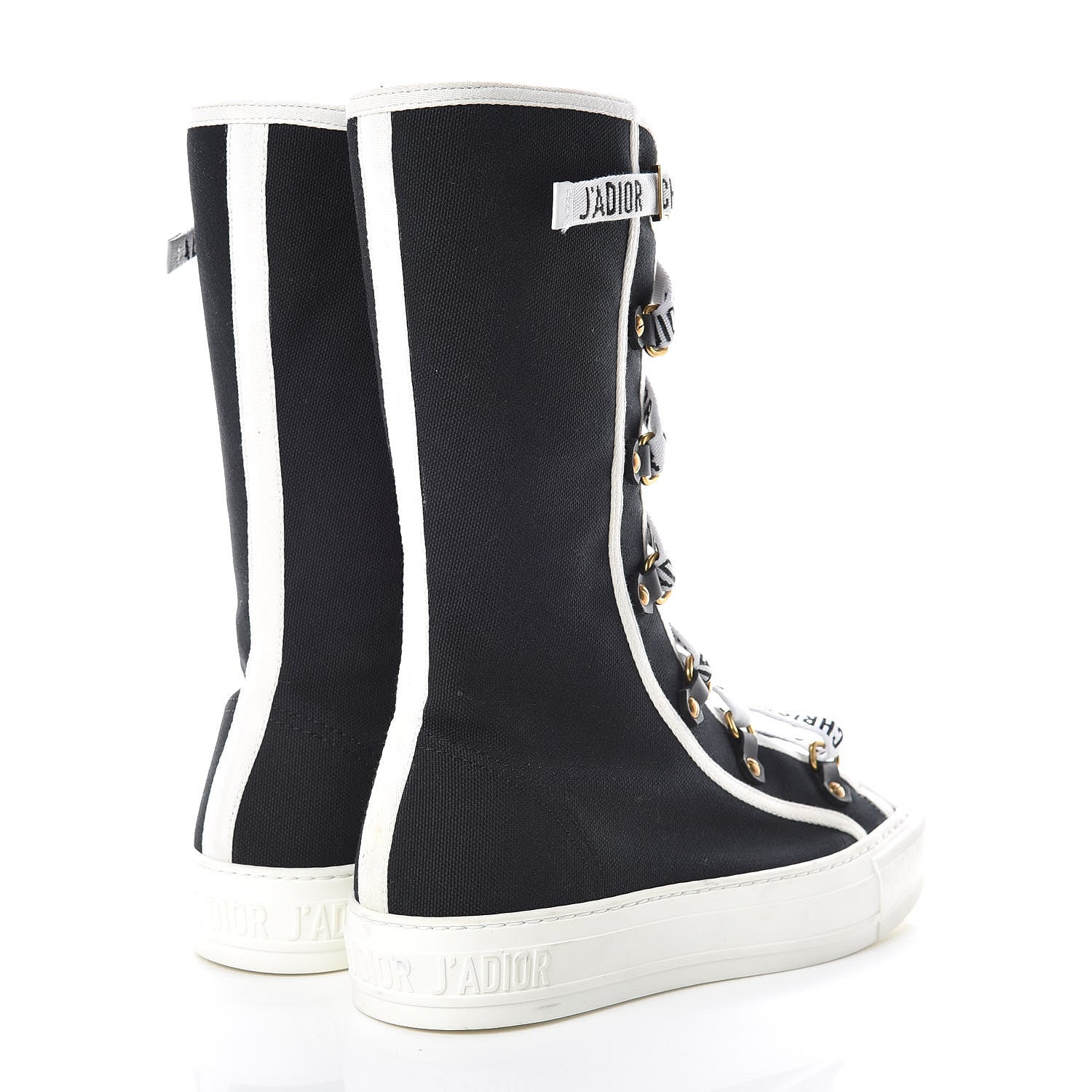 Christian Dior Canvas Walk'n Dior Sneakers Boots 36.5 Black White 4 of 8