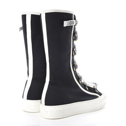 Christian Dior Canvas Walk'n Dior Sneakers Boots 36.5 Black White 4 of 8