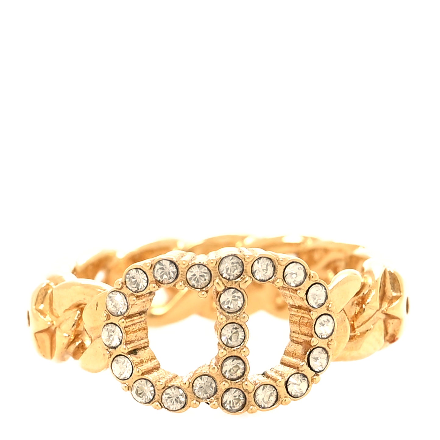 Metal Crystal Danseuse Etoile Chain Ring L 54 7 Gold
