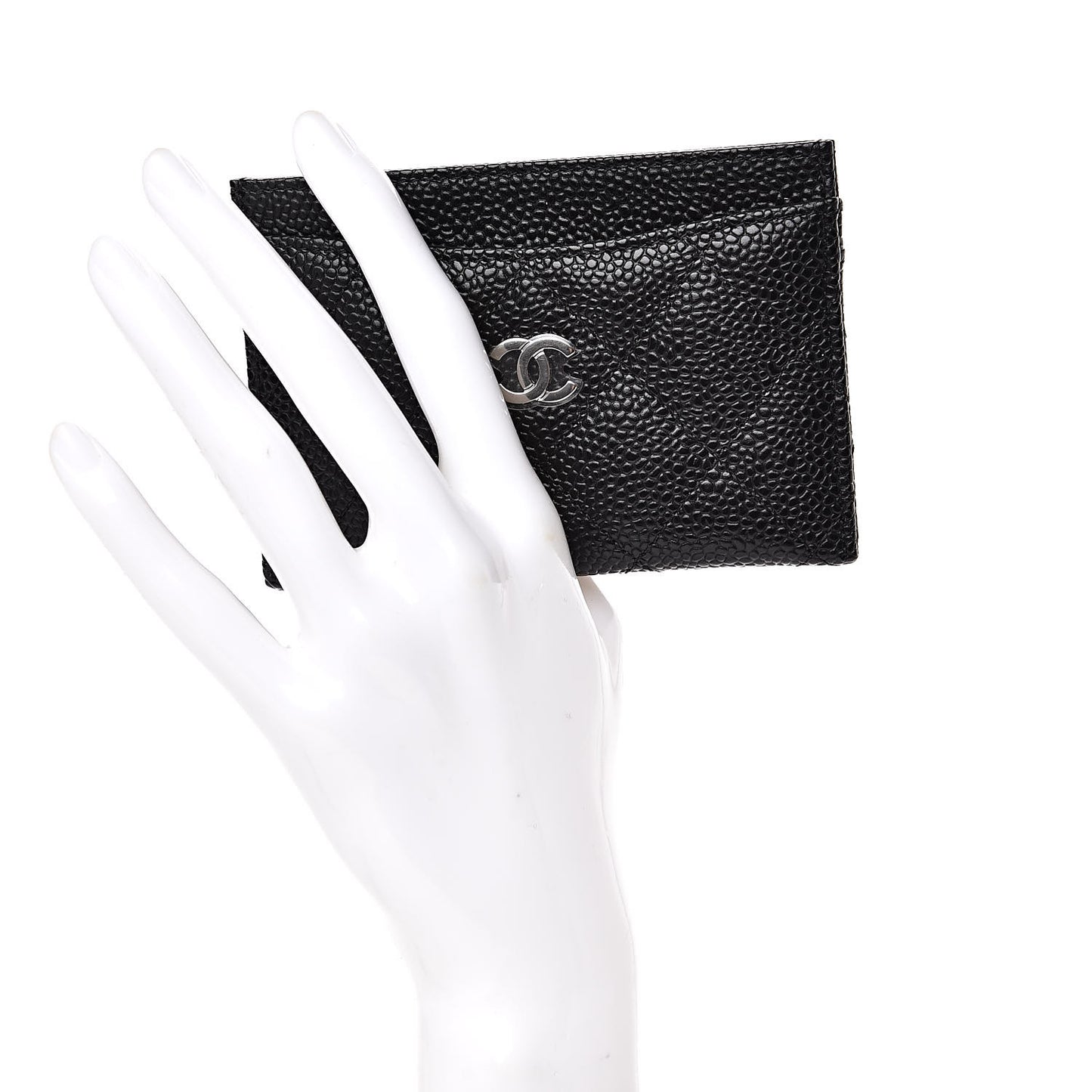 Caviar Quilted Card Holder Black