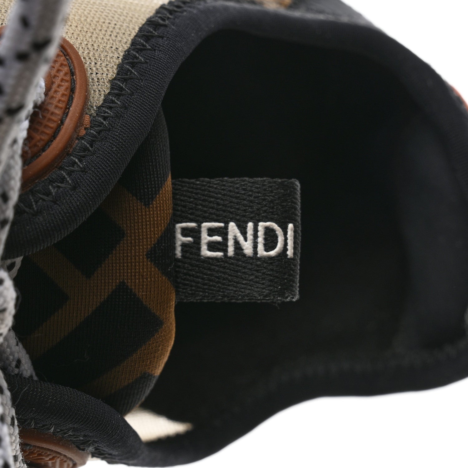 Fendi Technical Mesh Lycra FFreedom Patchwork Sneakers 38 Nude Tobacco Black 6 of 7
